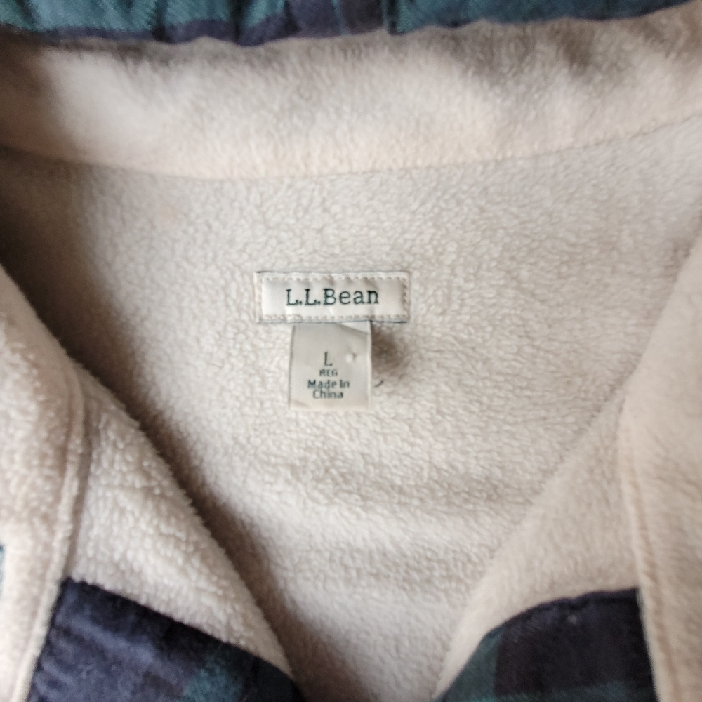 LL BEAN FLEECE LINED PLAID FLANNEL HOODIE SHACKET WOMEN'S SIZE  LARGE - Picture 12 of 16